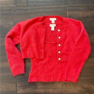Vintage 90s MainFrame Red Women's Silk and Rabbit Cardigan Set